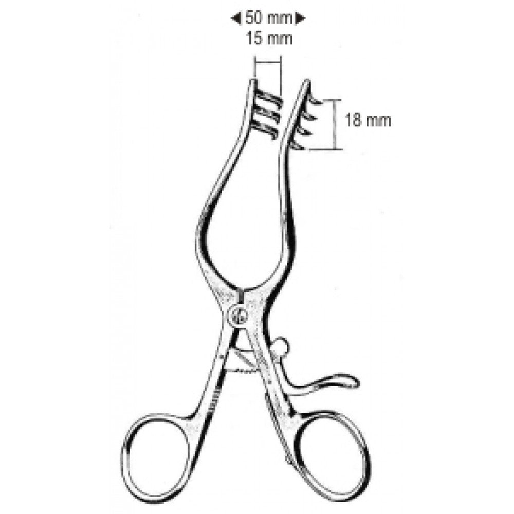 Weitlaner Wullstein Retractor 3x4 Prongs. Blunt. 13cm - Surgix Instruments