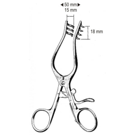 Weitlaner Wullstein Retractor 3x4 Prongs. Blunt. 13cm - Surgix Instruments