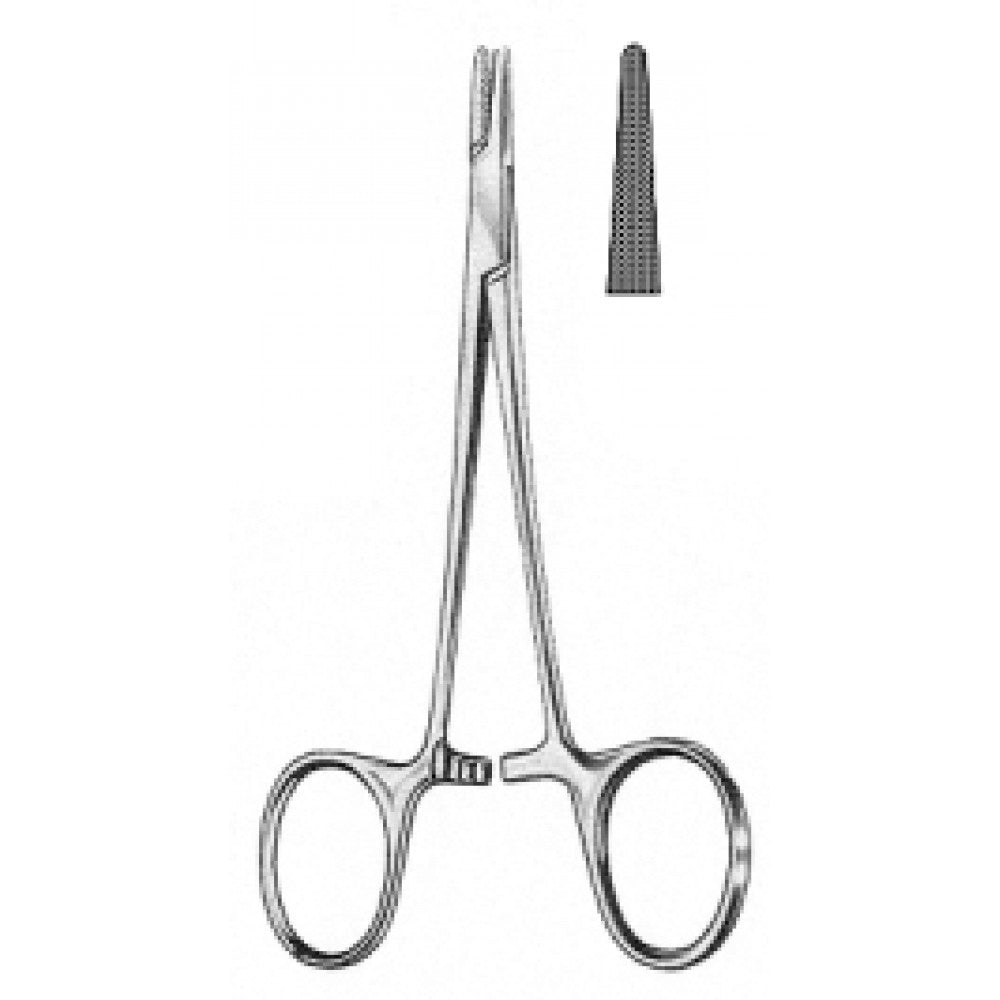 Halsey Needle Holder Serrated with blood groove 13cm - Surgix Instruments Stainless Steel Needle Holder