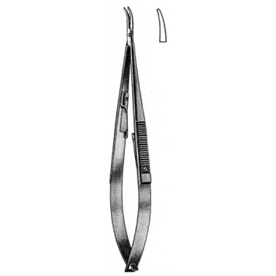 Castroviejo Needle Holder Curved with catch 14cm - Surgix Instruments Stainless Steel Needle Holder