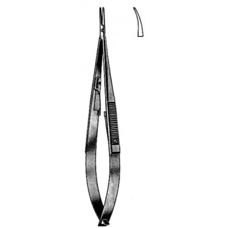 Castroviejo Needle Holder Curved with catch 10cm - Surgix Instruments Stainless Steel Needle Holder
