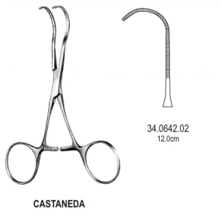 Castaneda Neonatal clamp very deli. Curved 12cm – Surgix Instruments