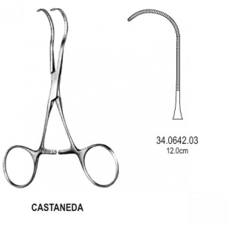 Castaneda Neonatal clamp very deli. Curved 12cm – Surgix Instruments