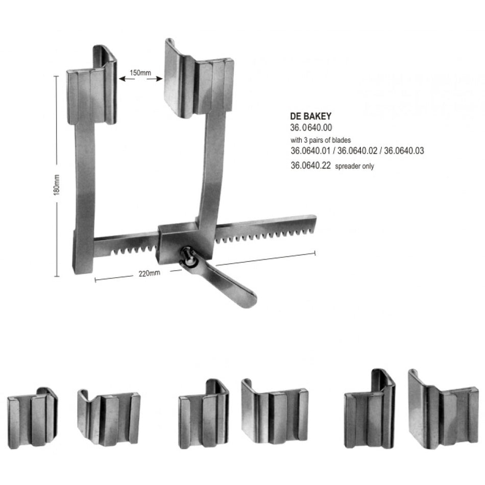 Debakey Rib Spreader 150x180x220mm complete – Surgix Instruments Thoracic & Lung Surgery Instrument, SKU 36.0640.00