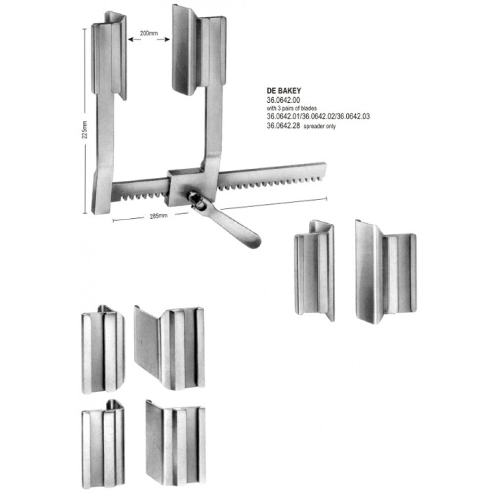 DeBakey Rib Spreader complete 200x225x285mm – Surgix Instruments Thoracic & Lung Surgery Instrument, SKU 36.0642.00