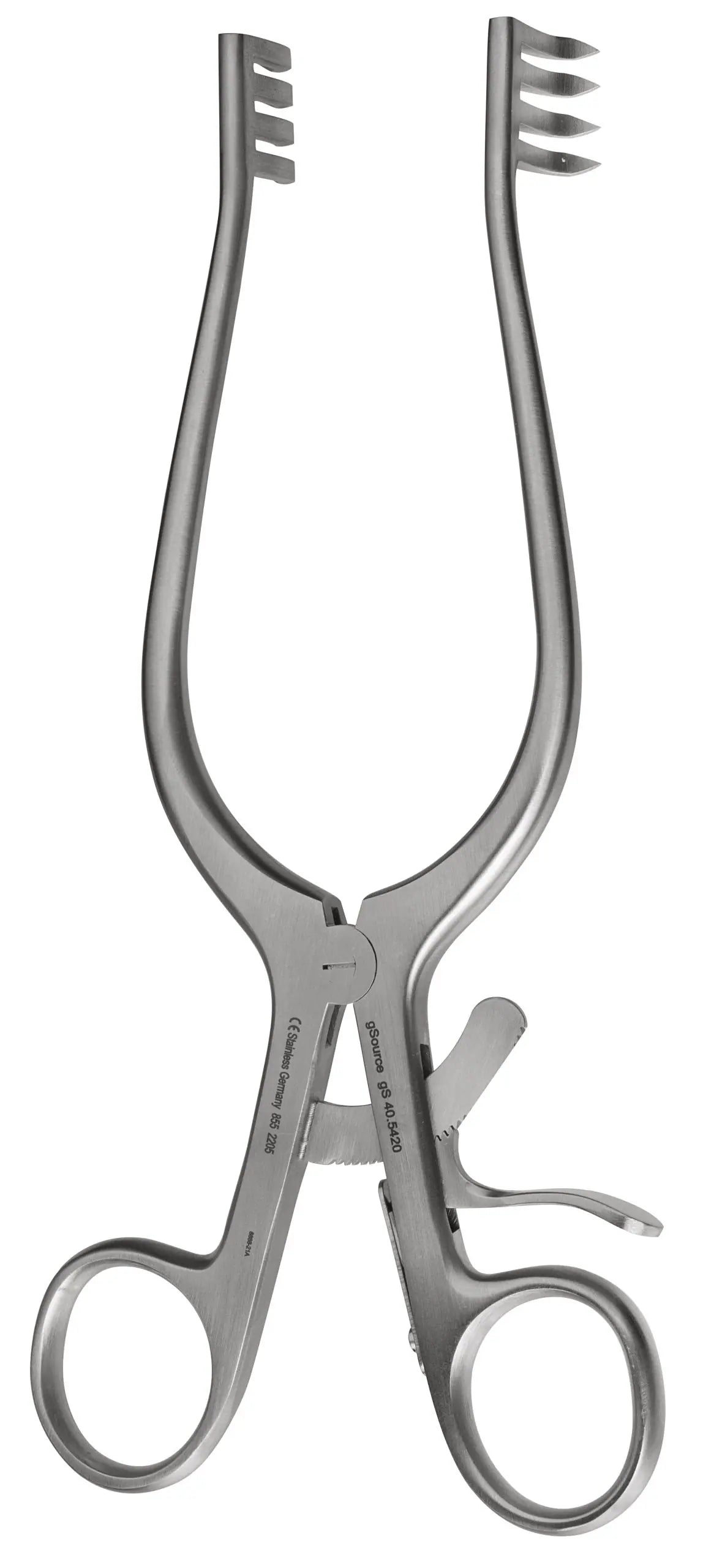 Adson Retractor 7 1/2" straight sharp 4×4 – Surgix Instruments self-retaining spinal retractor, SKU 40.5420
