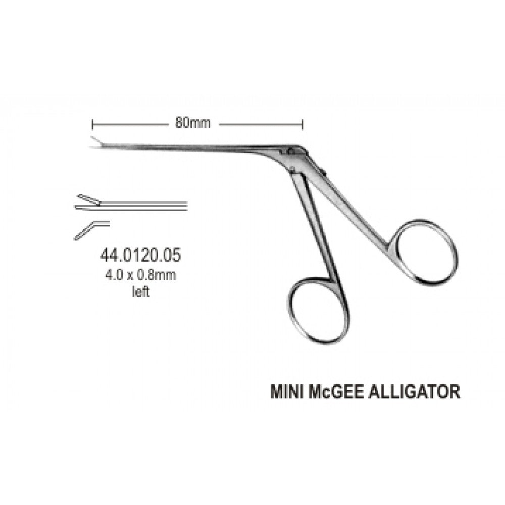 Alligator Micro Ear Forceps Curved to left 4mm, 8.5cm – Surgix Instruments Otology Instrument, SKU 44.0120.05