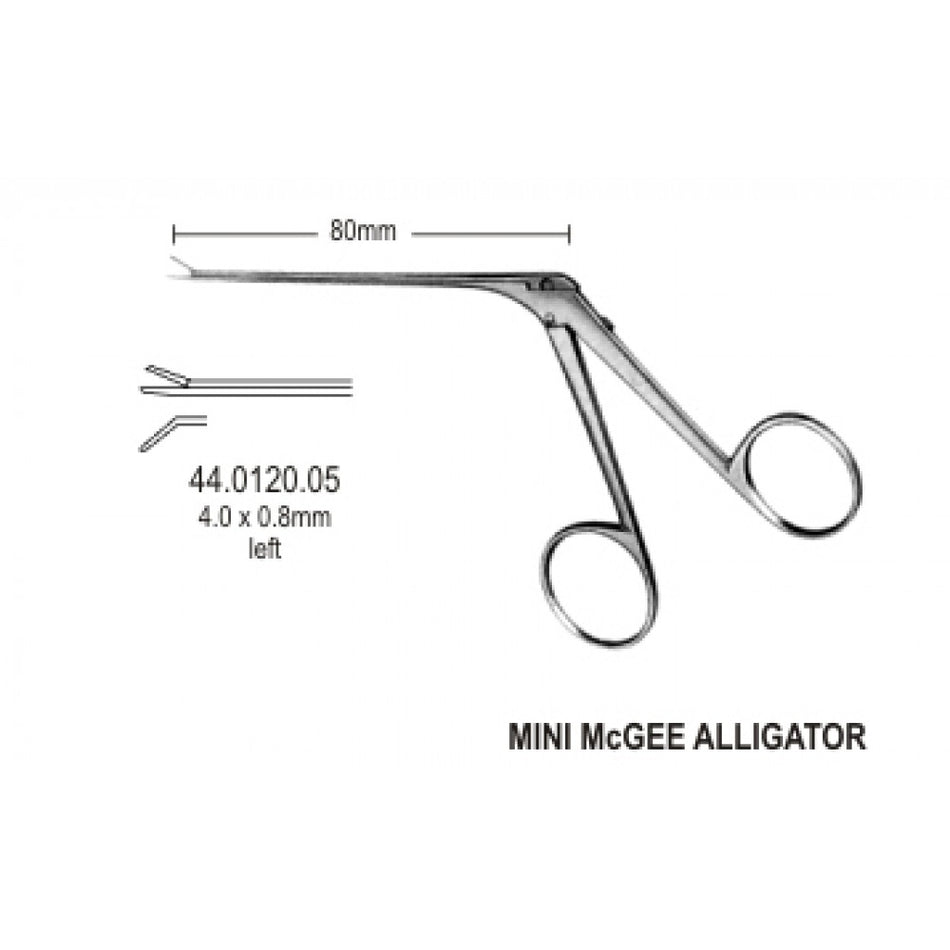 Alligator Micro Ear Forceps Curved to left 4mm, 8.5cm – Surgix Instruments Otology Instrument, SKU 44.0120.05
