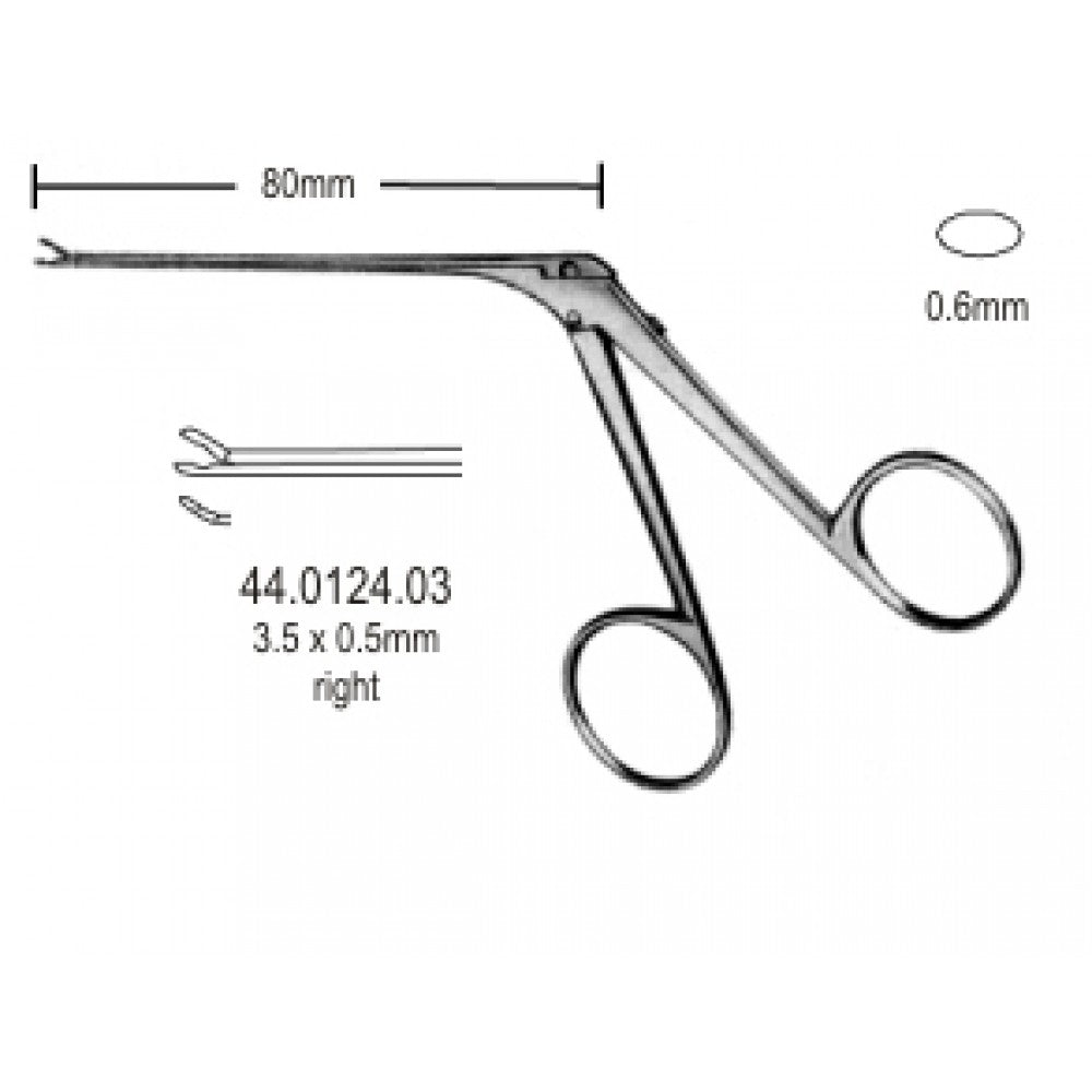 Micro cup shaped Forceps right 3.5x0.6mm, 8cm – Surgix Instruments Otology Instrument, SKU 44.0124.03