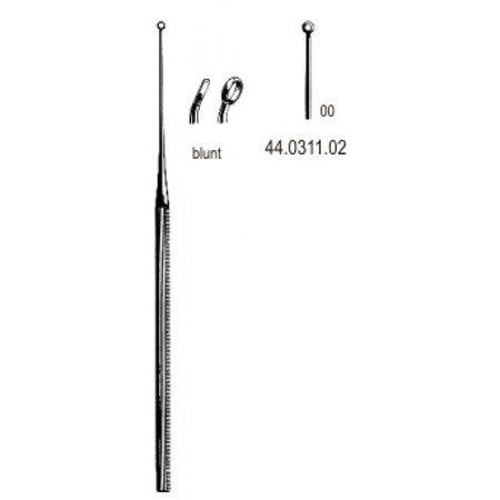 Buck Ear Curette Curved blunt, 00, 16.5cm – Surgix Instruments Otology Instrument, SKU 44.0311.02