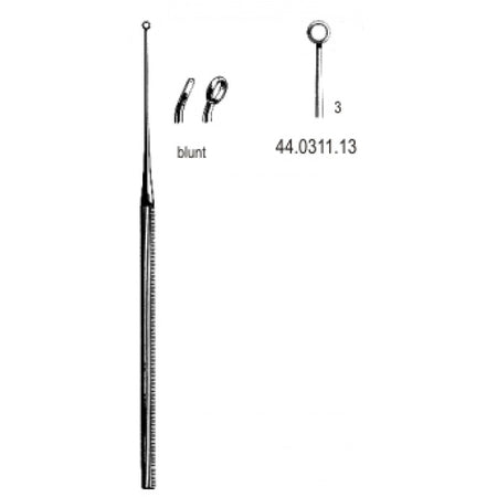 Buck Ear Curette Curved blunt, 3, 16.5cm – Surgix Instruments Otology Instrument, SKU 44.0311.13