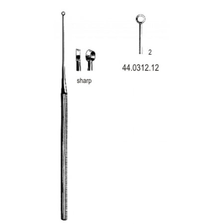 Buck Ear Curette Straight sharp, 2, 16.5cm – Surgix Instruments Otology Instrument, SKU 44.0312.12