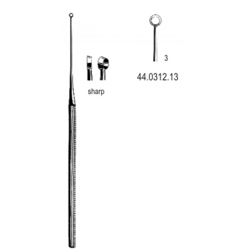 Buck Ear Curette Straight sharp, 3, 16.5cm – Surgix Instruments Otology Instrument, SKU 44.0312.13