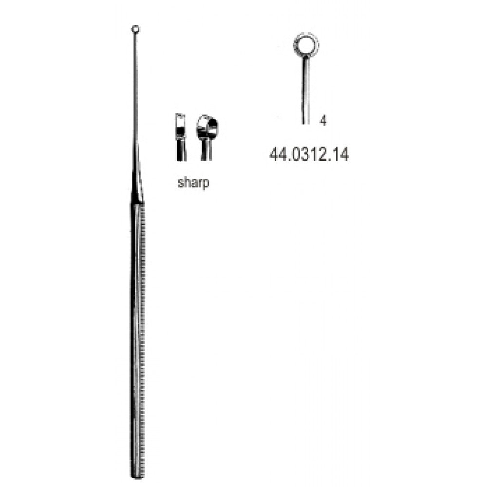 Buck Ear Curette Straight sharp, 4, 16.5cm – Surgix Instruments Otology Instrument, SKU 44.0312.14