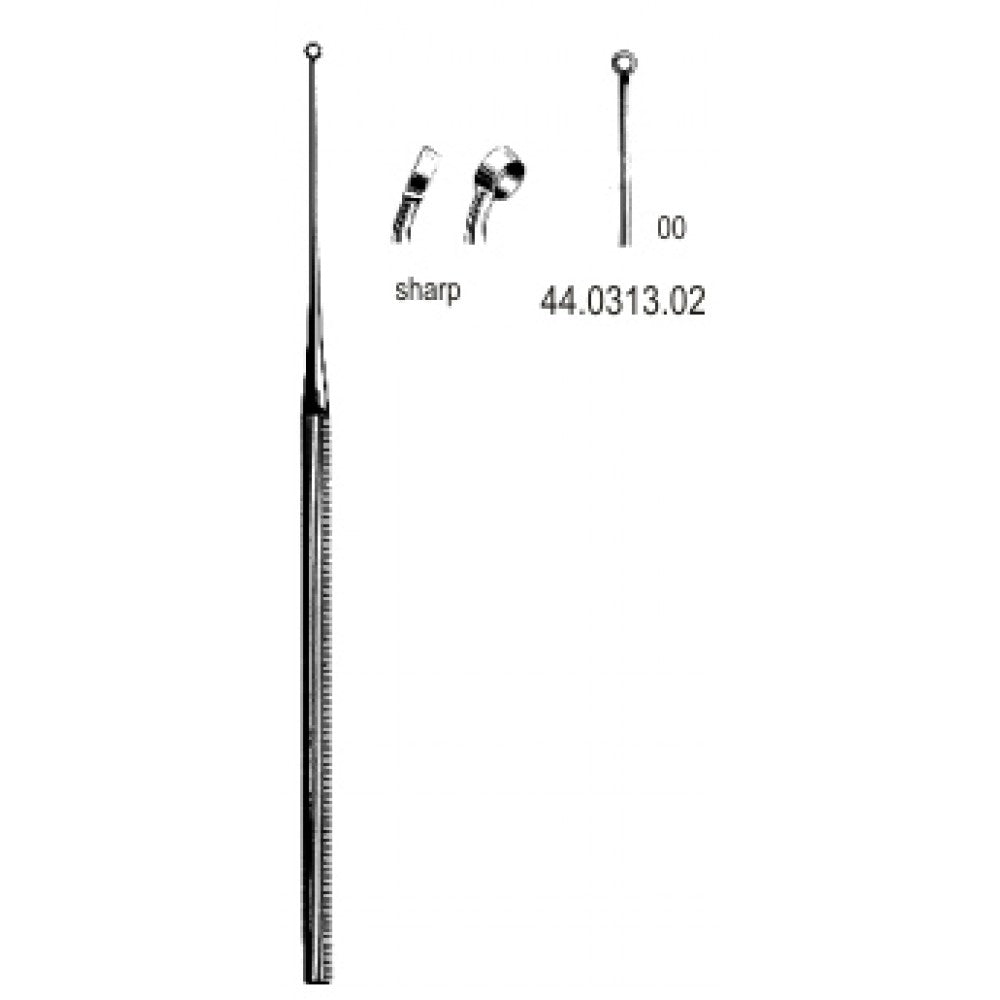 Buck Ear Curette Curved sharp, 00, 16.5cm – Surgix Instruments Otology Instrument, SKU 44.0313.02