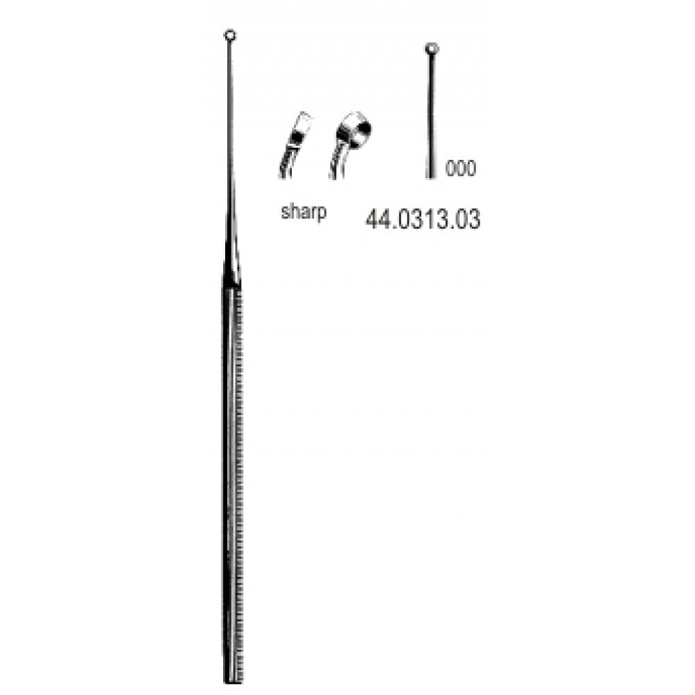 Buck Ear Curette Curved Sharp Fig.000, 16.5cm – Surgix Instruments Otology Instrument, SKU 44.0313.03