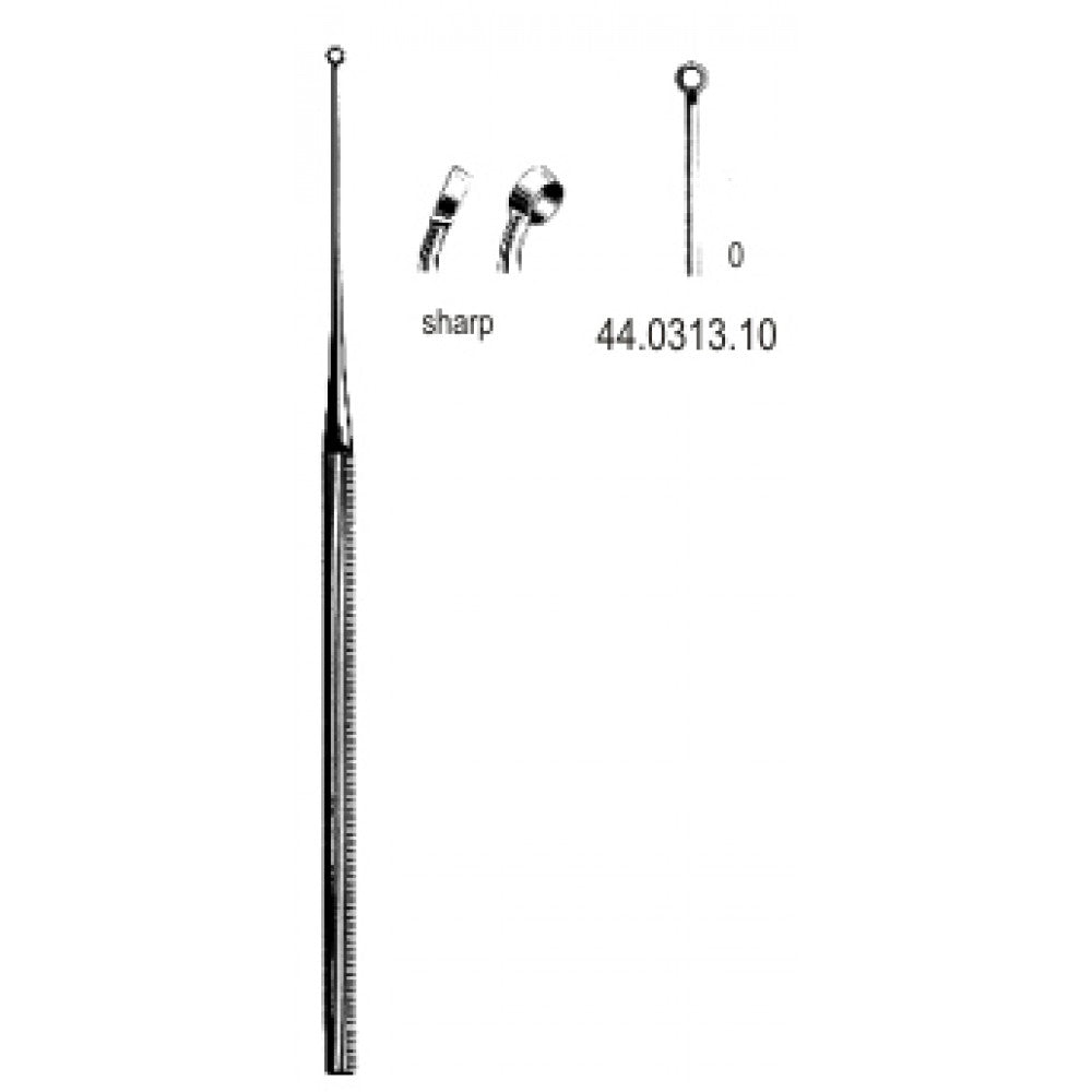Buck Ear Curette Curved sharp, 0, 16.5cm – Surgix Instruments Otology Instrument, SKU 44.0313.10