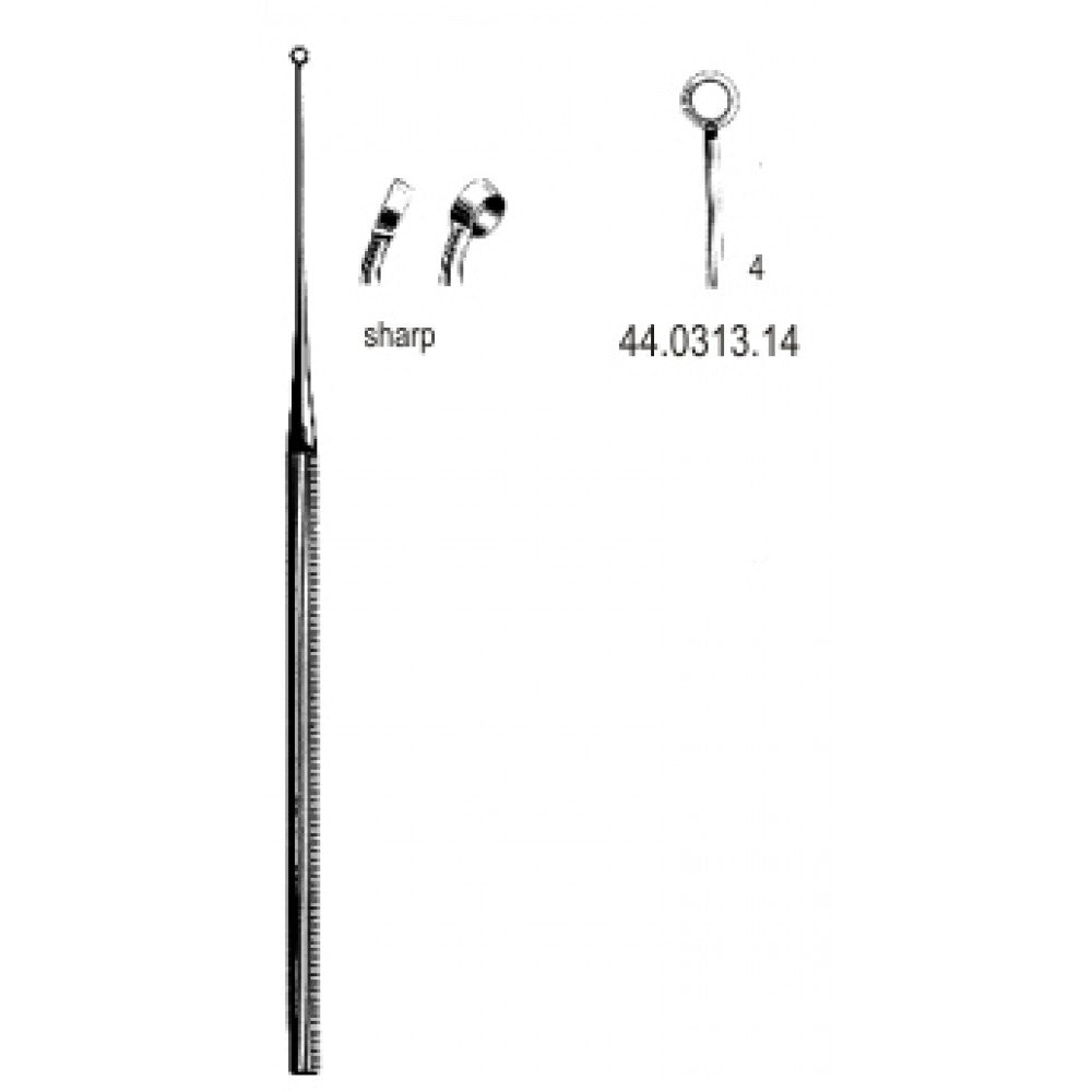 Buck Ear Curette Curved sharp, 4, 16.5cm – Surgix Instruments Otology Instrument, SKU 44.0313.14