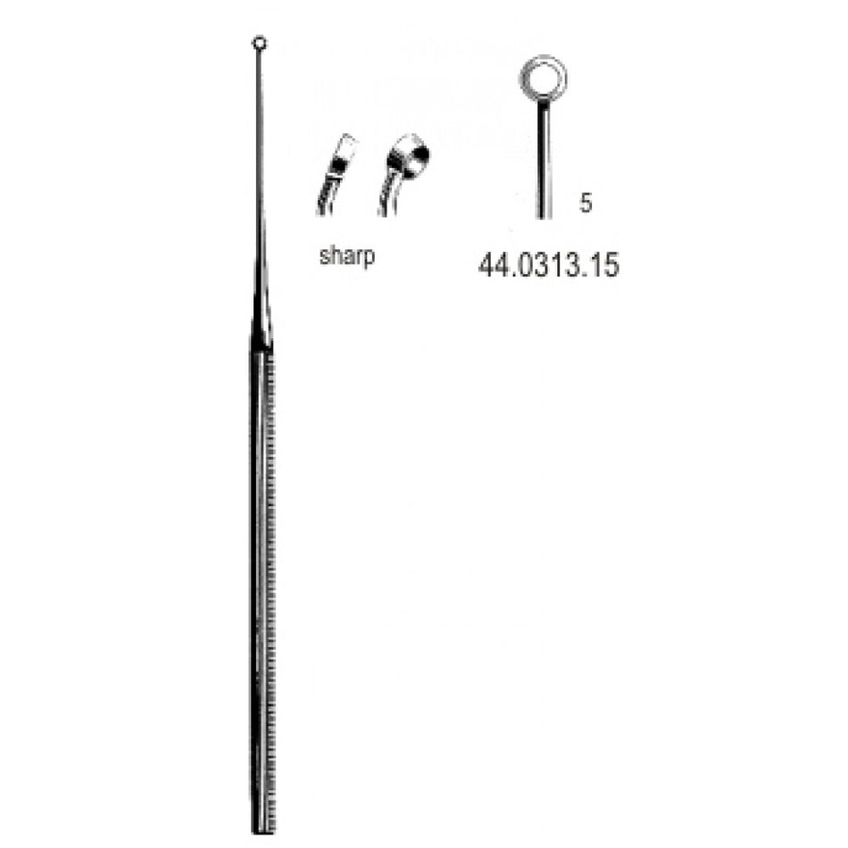 Buck Ear Curette Curved sharp, 5, 16.5cm – Surgix Instruments Otology Instrument, SKU SGX-101578