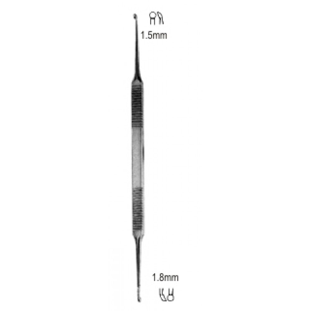 House Curette D/E 1.5/1.8mm (semi Curved) 18cm – Surgix Instruments Otology Instrument, SKU 44.0560.02