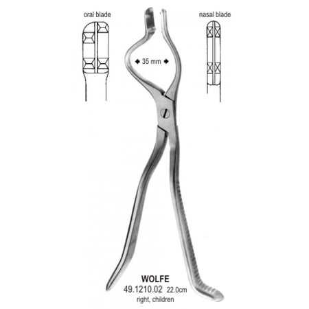 Wolfe Disimpaction Forceps right child 35mm 22cm - Surgix Instruments Stainless Steel Medical Instrument