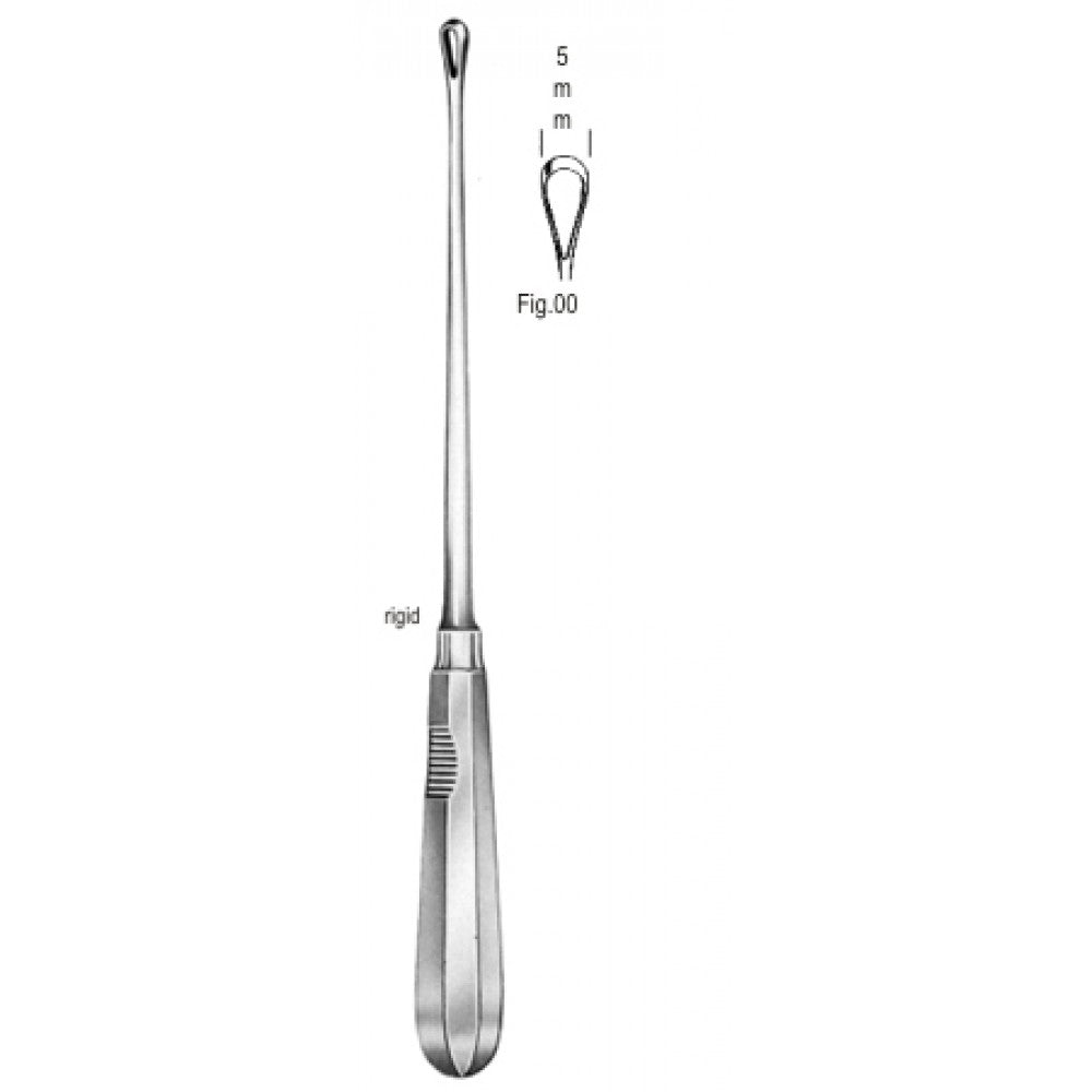 Recamier Curette rigid sharp 5mm 31cm Fig.00 – Surgix Instruments uterine curettes and scoops, SKU 60.0850.05