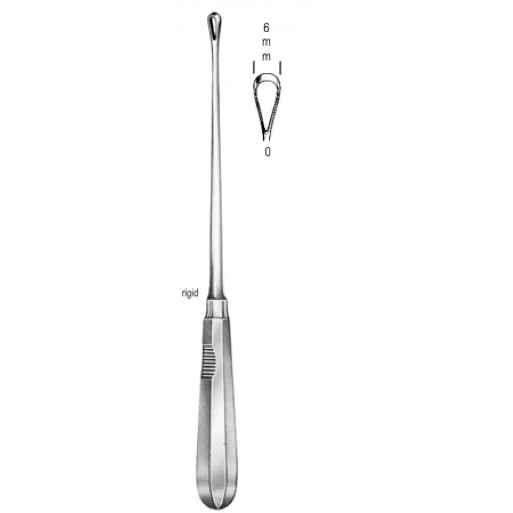 Recamier Curette rigid sharp 6mm 31cm Fig.0 – Surgix Instruments uterine curettes and scoops, SKU 60.0850.06