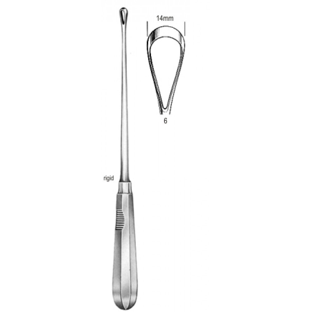 Recamier Curette rigid sh 14mm, 31cm Fig.6 – Surgix Instruments uterine curettes and scoops, SKU 60.0850.14