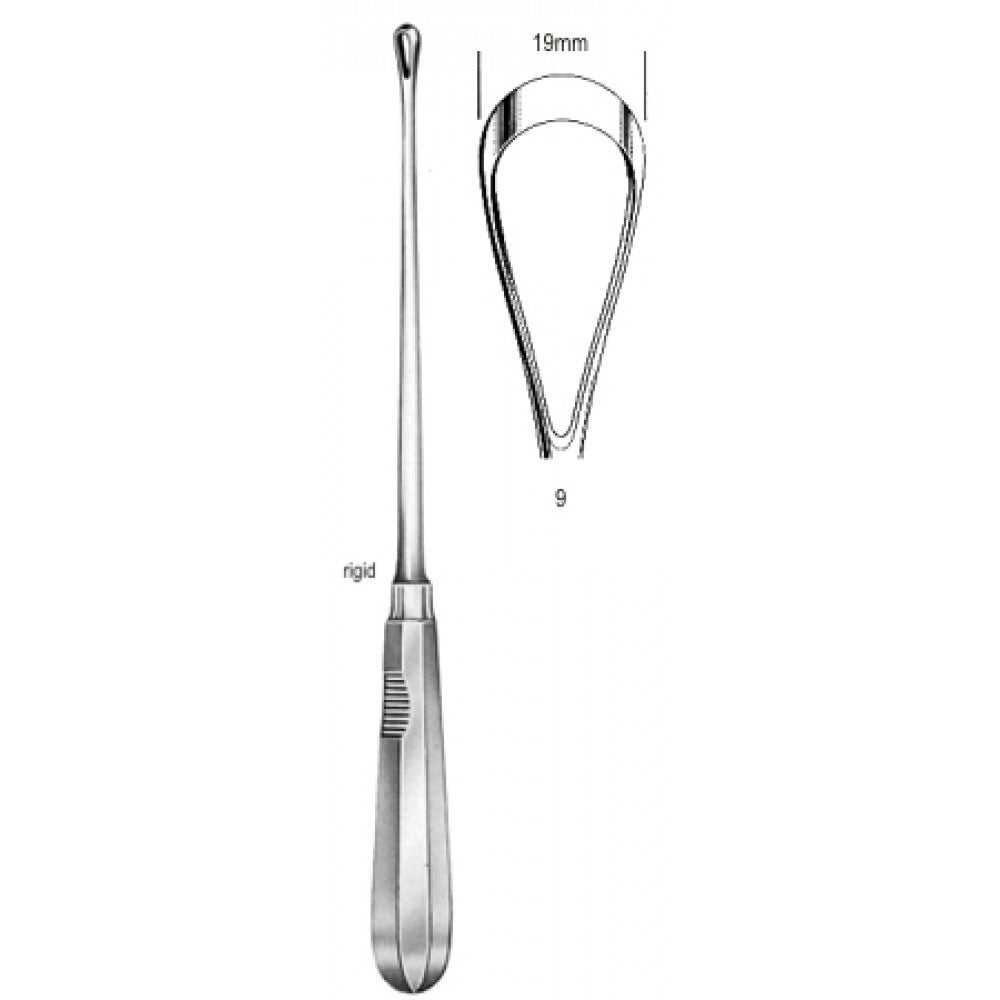 Recamier Curette rigid sh 19mm, 31cm Fig.9 – Surgix Instruments uterine curettes and scoops, SKU 60.0850.19