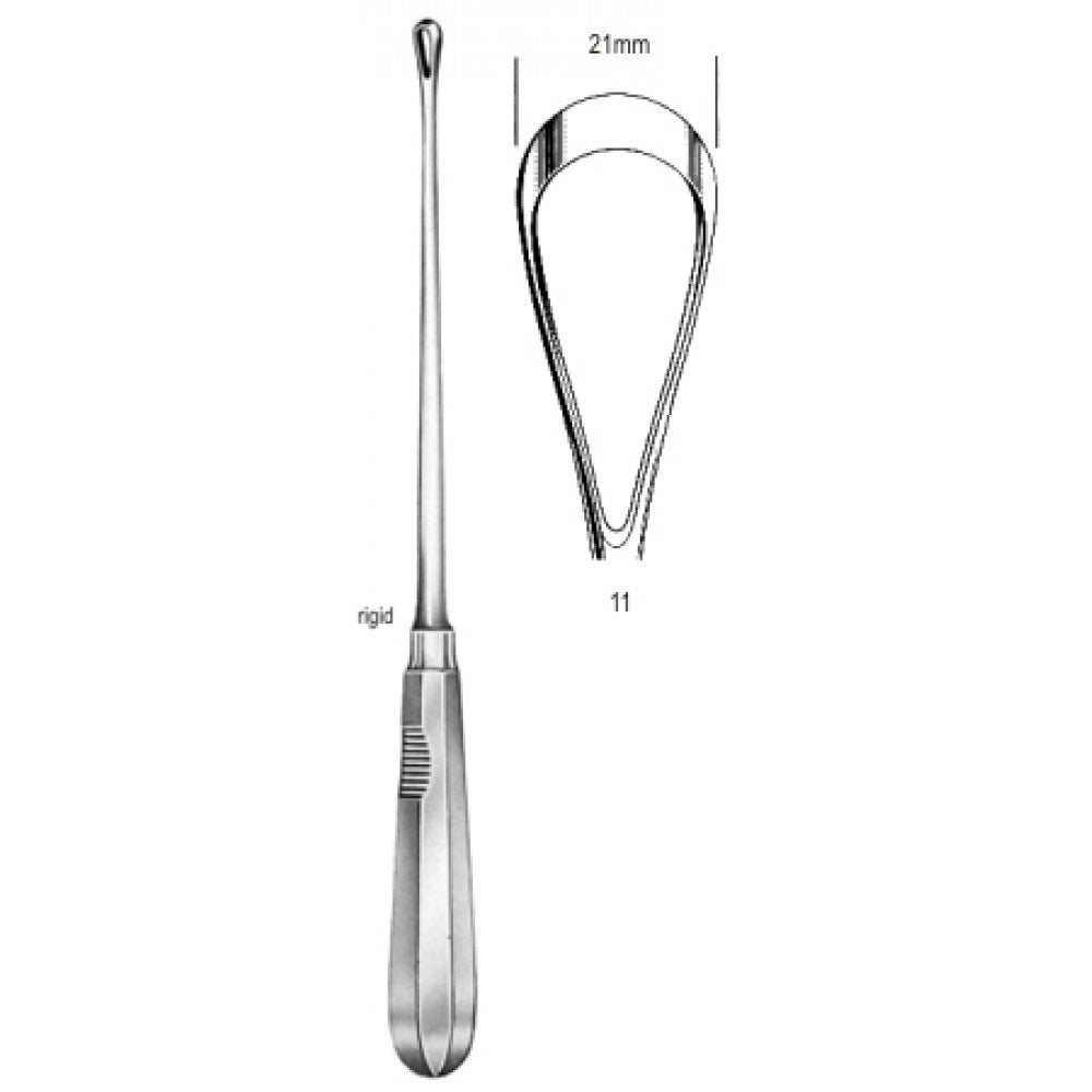 Recamier Curette rigid sharp 21mm 31cm Fig.11 – Surgix Instruments uterine curettes and scoops, SKU 60.0850.21
