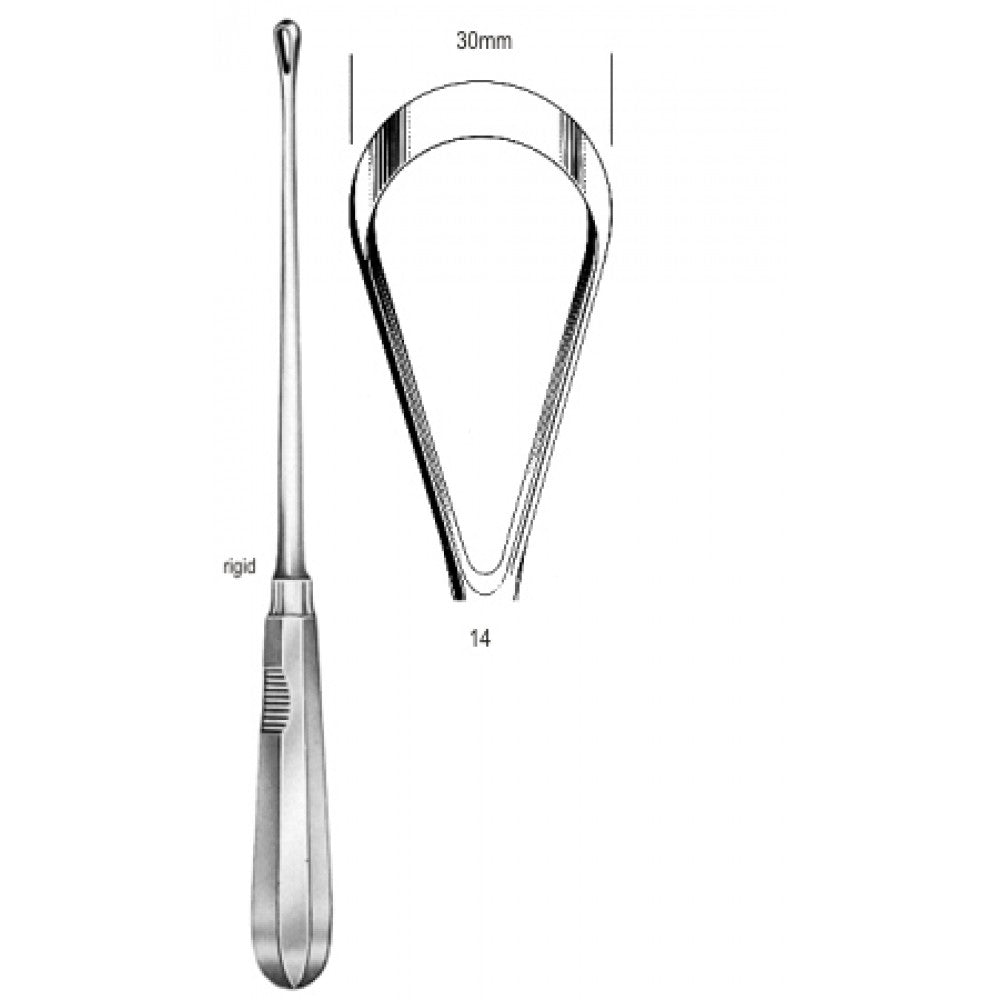 Recamier Curette rigid sharp 30mm 31cm Fig.14 – Surgix Instruments uterine curettes and scoops, SKU 60.0850.30