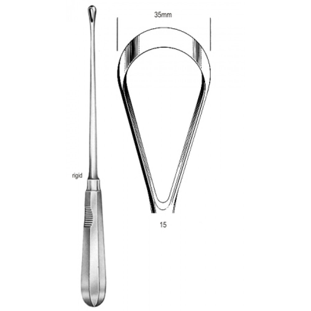 Recamier Curette rigid sharp 35mm 31cm Fig.15 – Surgix Instruments uterine curettes and scoops, SKU 60.0850.35
