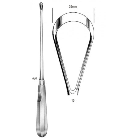 Recamier Curette rigid sharp 35mm 31cm Fig.15 – Surgix Instruments uterine curettes and scoops, SKU 60.0850.35