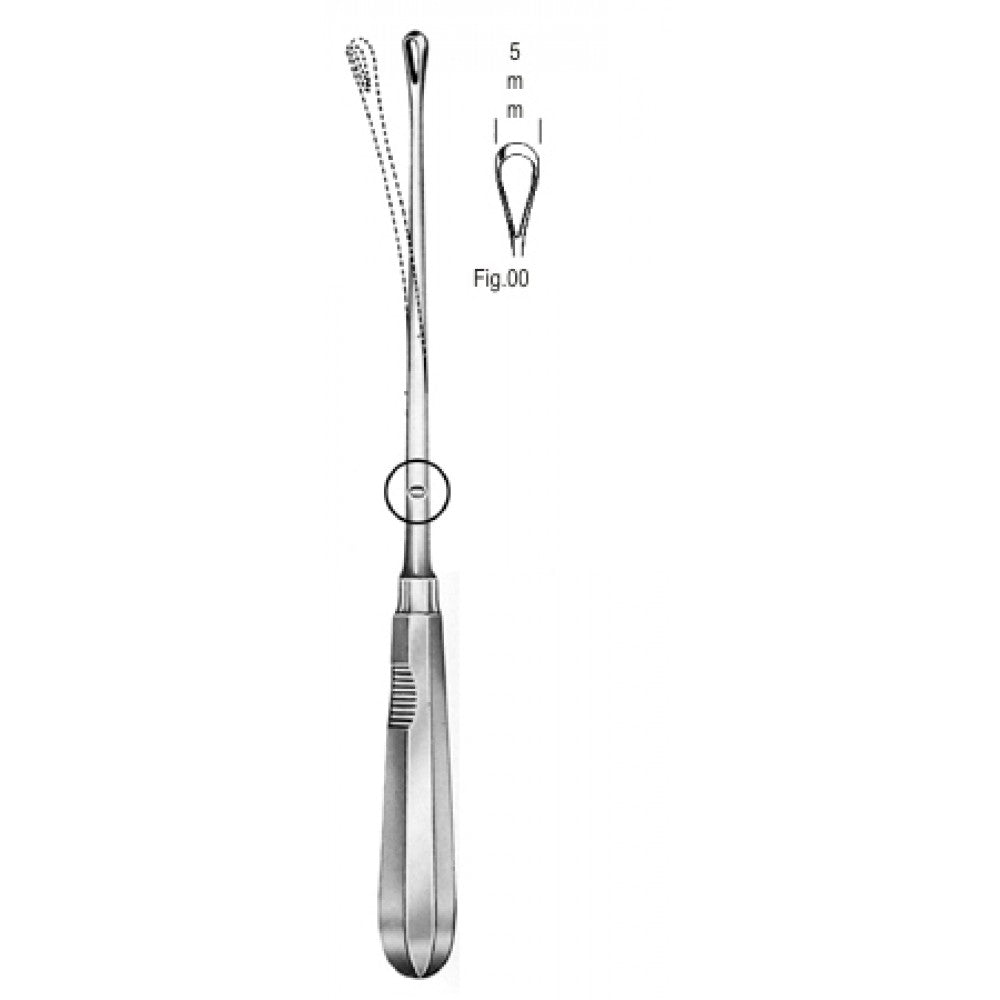 Recamier Curette Mall. sharp 5mm 31cm Fig.00 – Surgix Instruments uterine curettes and scoops, SKU 60.0854.05