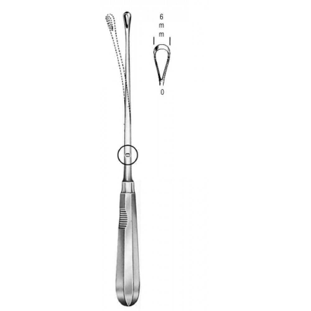 Recamier Curette Mall. sharp 6mm 31cm Fig.0 – Surgix Instruments uterine curettes and scoops, SKU 60.0854.06