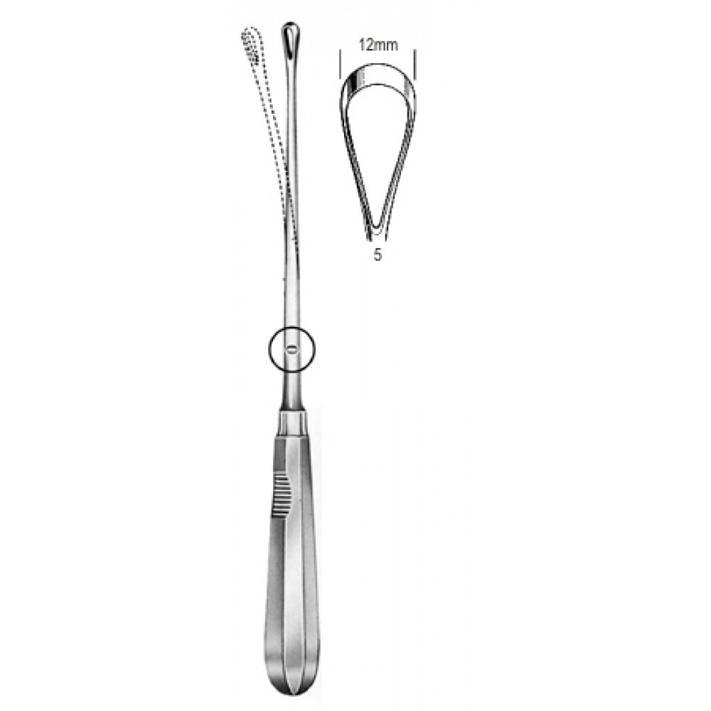 Recamier Curette flex. bl 12mm, 31cm Fig.5 – Surgix Instruments uterine curettes and scoops, SKU 60.0856.12