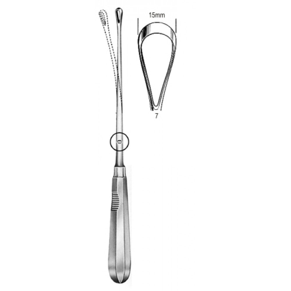 Recamier Curette flex. bl 15mm, 31cm Fig.7 – Surgix Instruments uterine curettes and scoops, SKU 60.0856.15
