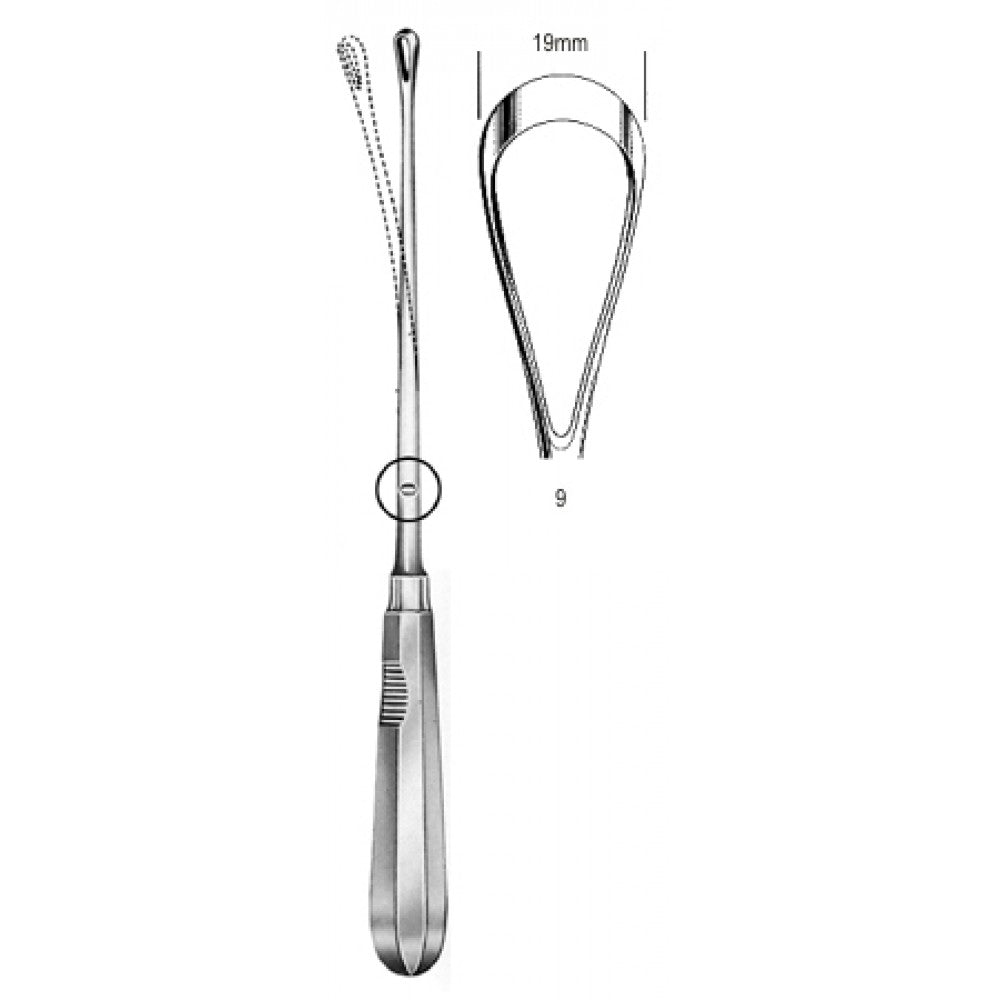 Recamier Curette flex. bl 19mm, 31cm Fig.9 – Surgix Instruments uterine curettes and scoops, SKU 60.0856.19