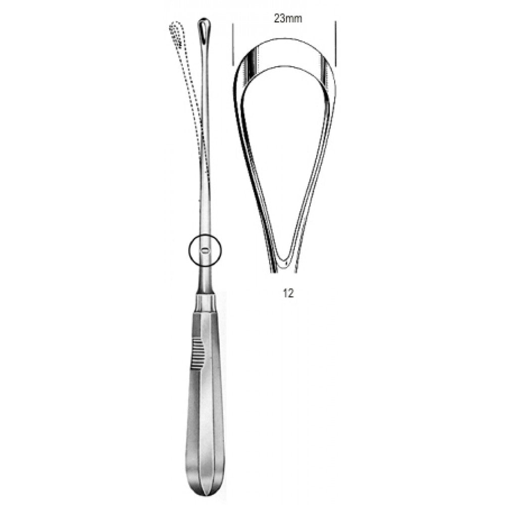 Recamier Curette Mall. sharp 23mm 31cm Fig.12 – Surgix Instruments uterine curettes and scoops, SKU 60.0854.23