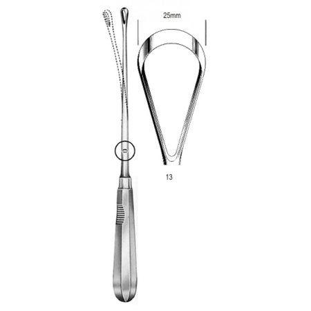 Recamier Curette Mall. sharp 25mm 31cm Fig.13 – Surgix Instruments uterine curettes and scoops, SKU 60.0854.25