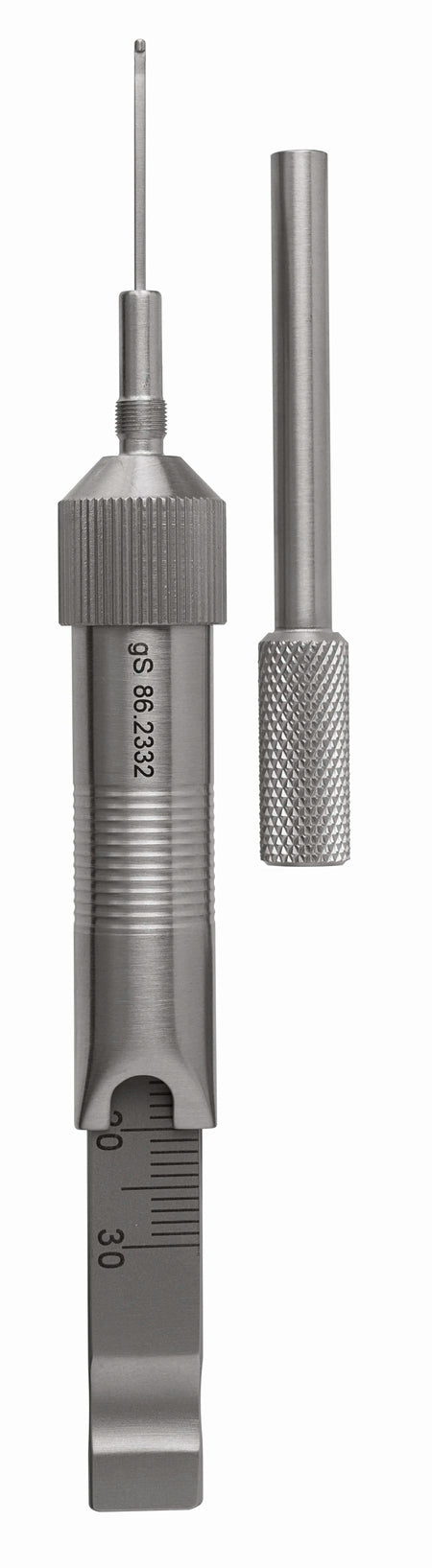Depth Gauge 30mm with cap and probe sleeve – Surgix Instruments spine instrument, SKU 86.2332