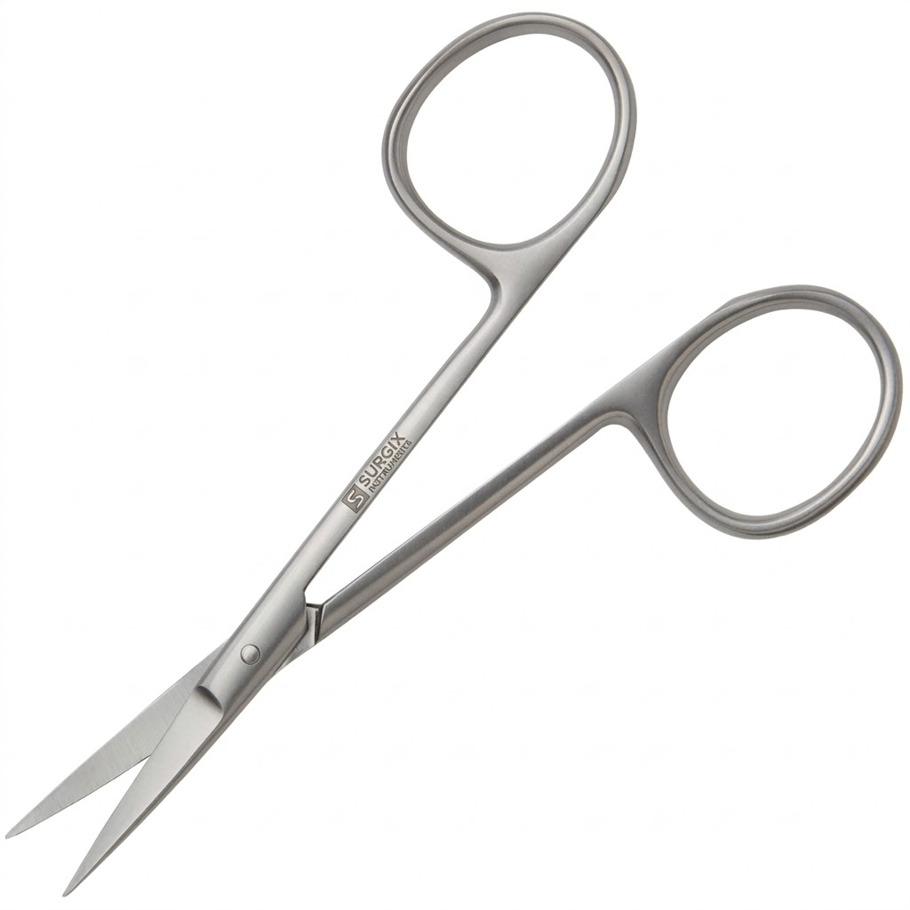Pair of silver scissors on a white background - IRIS SCISSOR - Straight &amp; Curved