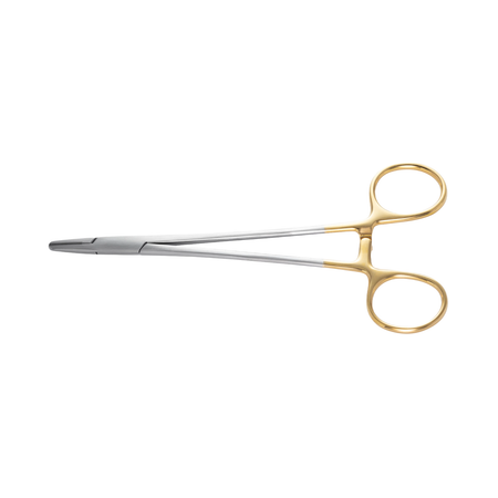  Mayo Hegar Needle Holder from Surgix Instruments combines a robust needle holder with a scissor-style shank for superior control. Available in Standard stainless steel or Tungsten Carbide (TC) insert jaws. 