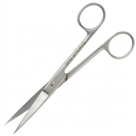 Pair of surgical scissors with 'Surgeon's Instruments' branding on a white background - Operating Scissors (Dressing Scissors) – Sharp/Sharp O.R. Grade