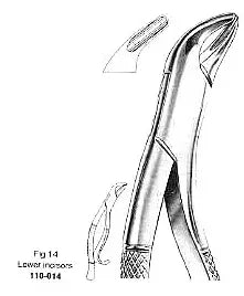 Extracting Forcep, Lower incisor, American Pattern, Fig.14 – Surgix Instruments dental instrument, SKU 110-014-14