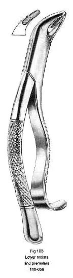 Extracting Forcep, Lower Molars and Premolars, American Pattern, Fig.103 – Surgix Instruments dental instrument, SKU 110-058-103