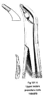 Extracting Forcep, Upper Molars Premolars Roots, American Pattern, Fig.151A – Surgix Instruments dental instrument, SKU 110-070-151A