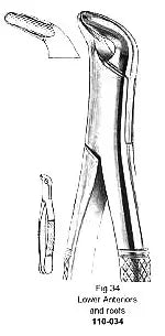 Extracting Forcep, Lower Anteriors and Roots, American Pattern, Fig.34 – Surgix Instruments dental instrument, SKU 110-034-34