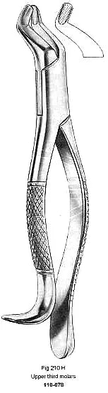 Extracting Forcep, Upper Third Molars, American Pattern, Fig.210H – Surgix Instruments dental instrument, SKU 110-078-210H