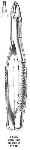 Extracting Forcep, Upper Teeth, American Pattern, For Children, Fig.30S – Surgix Instruments dental instrument, SKU 110-031-30S
